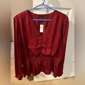 Banana Republic satin puff sleeve blouse